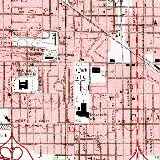 Topographic Map of Roosevelt Park, IN