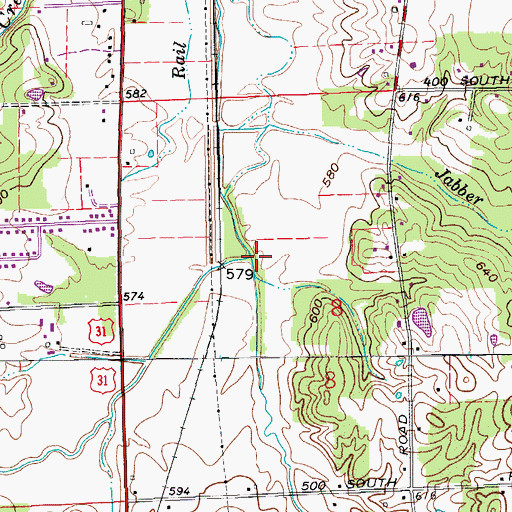 Topographic Map of Roosting Run, IN