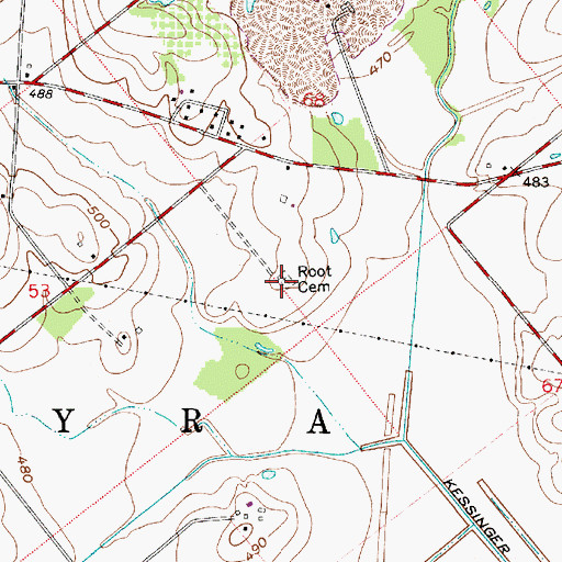 Topographic Map of Langton - Root Cemetery, IN