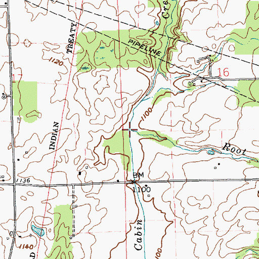 Topographic Map of Roots Run, IN
