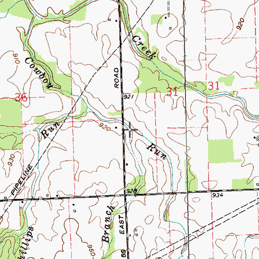 Topographic Map of Rope Branch, IN
