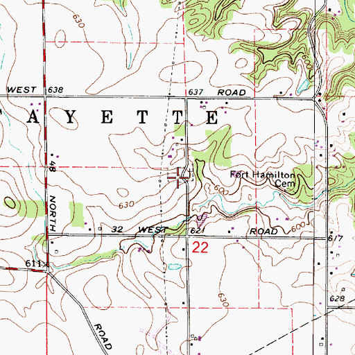 Topographic Map of Rose Hill Church, IN