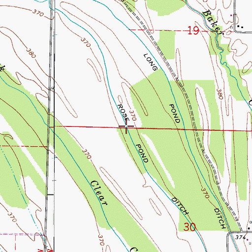 Topographic Map of Rose Pond Ditch, IN