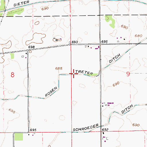 Topographic Map of Rosen Treter Ditch, IN
