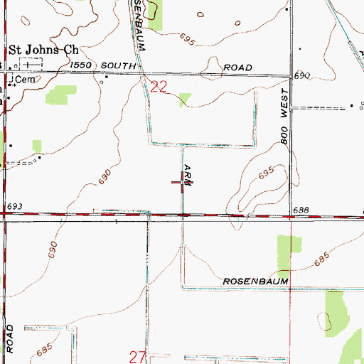 Topographic Map of Rosenbaum Arm, IN