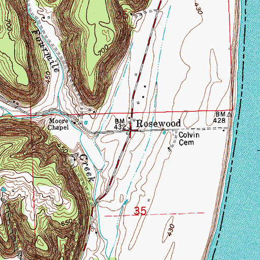 Topographic Map of Rosewood, IN