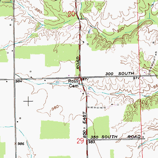 Topographic Map of Ross Cemetery, IN