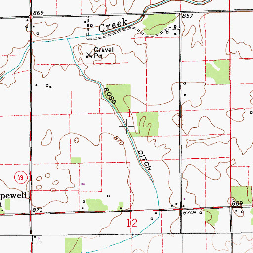 Topographic Map of Ross Ditch, IN