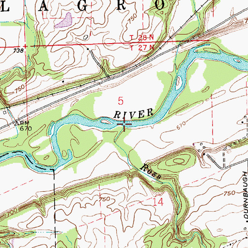 Topographic Map of Ross Run, IN