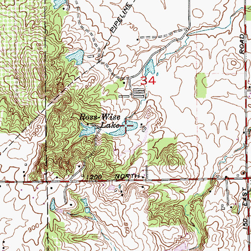 Topographic Map of Ross-Wise Lake, IN