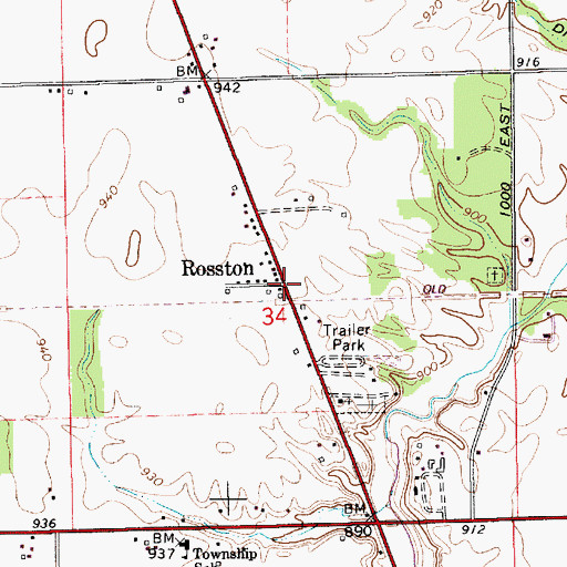 Topographic Map of Rosston, IN