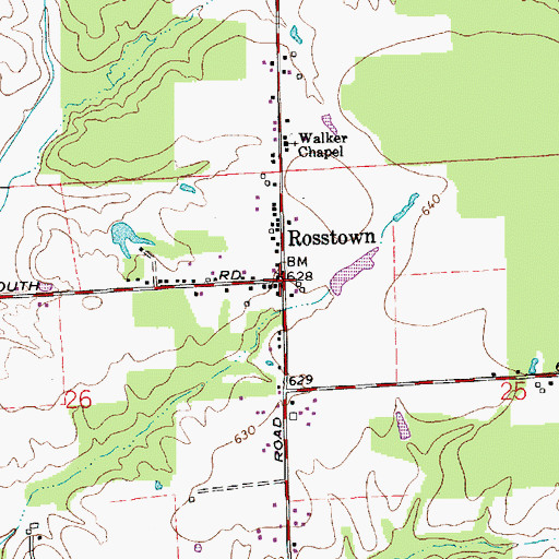 Topographic Map of Rosstown, IN