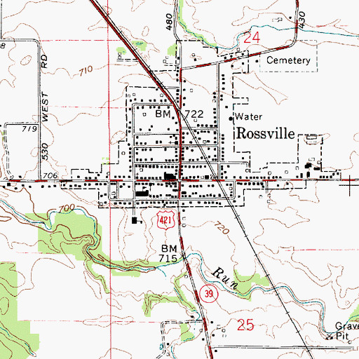 Topographic Map of Rossville, IN