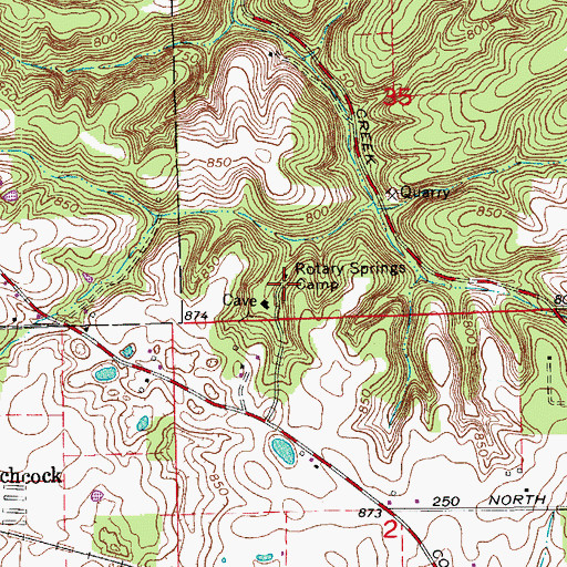Topographic Map of Rotary Springs Camp, IN