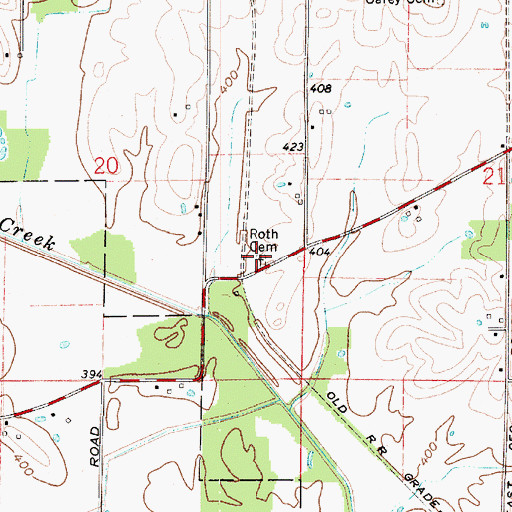 Topographic Map of Roth Cemetery, IN
