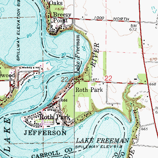 Topographic Map of Roth Park, IN