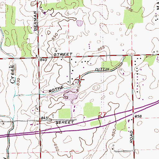 Topographic Map of Rothe Ditch, IN