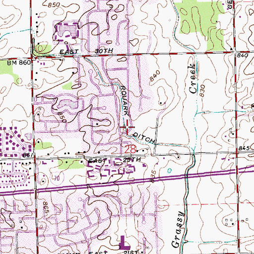 Topographic Map of Rouark Ditch, IN