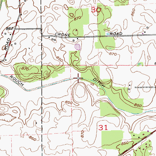 Topographic Map of Rouch Ditch, IN