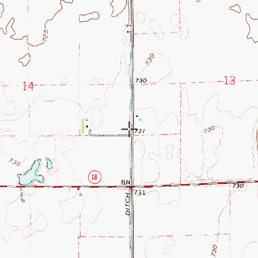 Topographic Map of Roudebush Ditch, IN