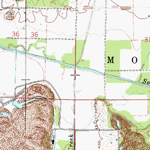 Topographic Map of Rough Creek, IN