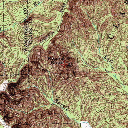 Topographic Map of Round Knob, IN