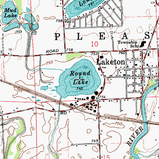 Topographic Map of Round Lake, IN