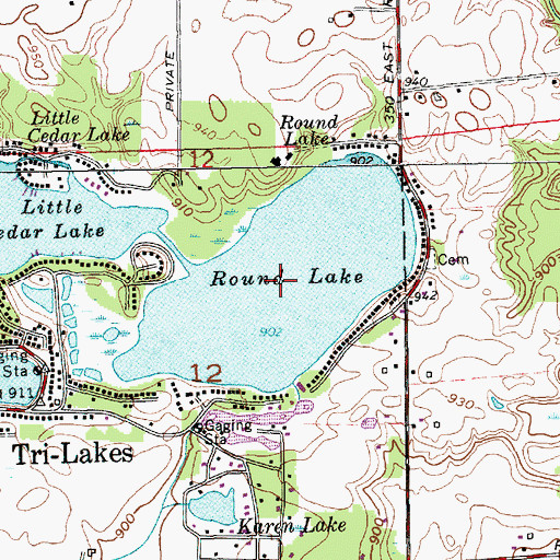 Topographic Map of Round Lake, IN