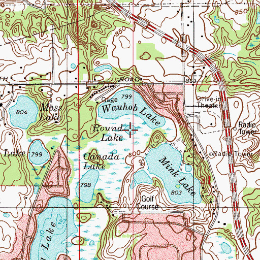 Topographic Map of Round Lake, IN