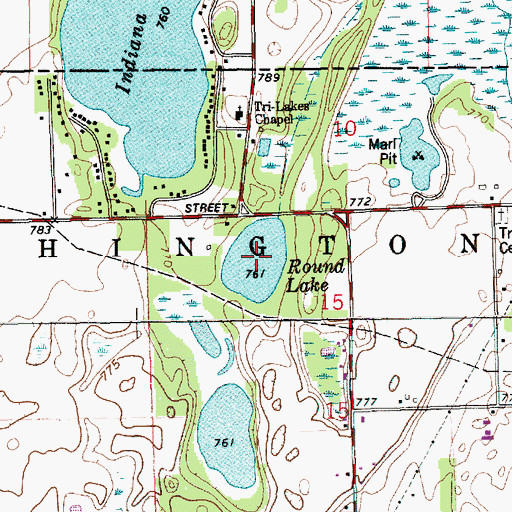 Topographic Map of Round Lake, IN