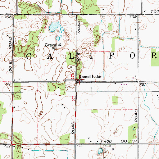Topographic Map of Round Lake Church, IN