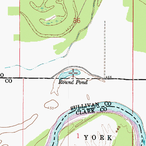 Topographic Map of Round Pond, IN