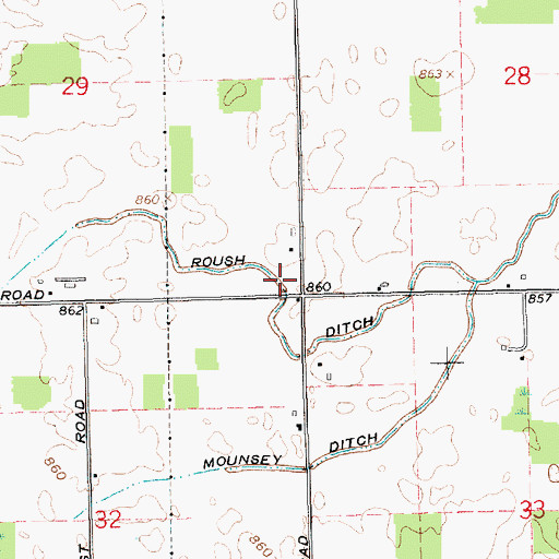 Topographic Map of Roush Ditch, IN