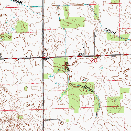 Topographic Map of Rowe Ditch, IN