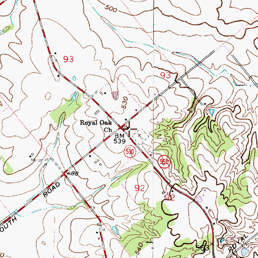 Topographic Map of Royal Oak Church, IN