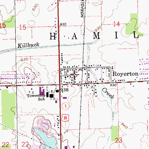 Topographic Map of Royerton, IN