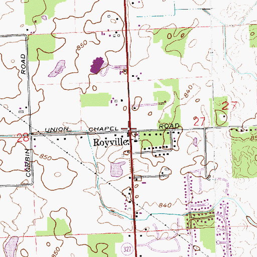Topographic Map of Royville, IN
