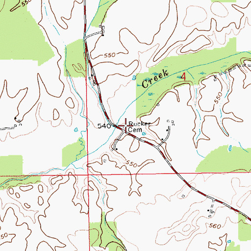 Topographic Map of Rucker Cemetery, IN