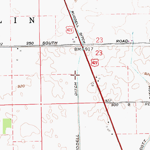 Topographic Map of Ruddell Ditch, IN