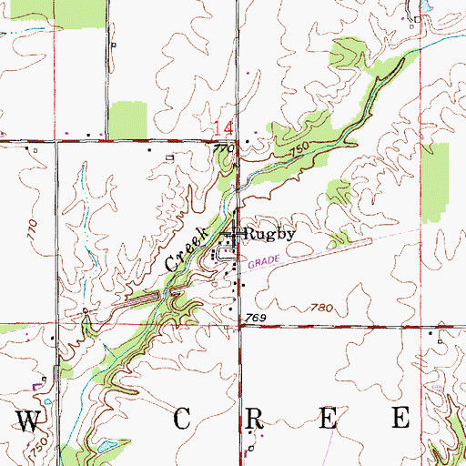 Topographic Map of Rugby, IN