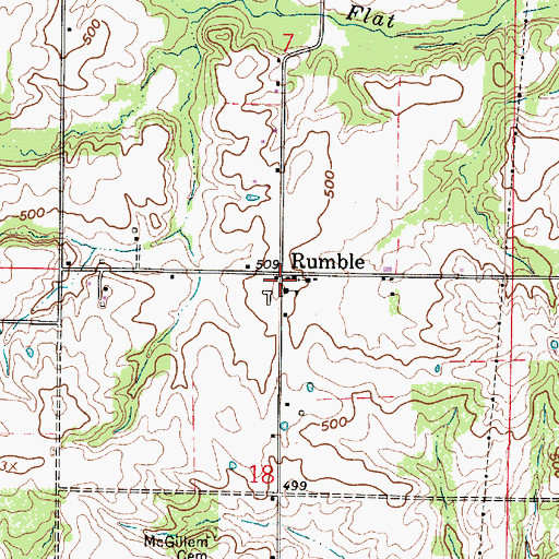 Topographic Map of Rumble, IN
