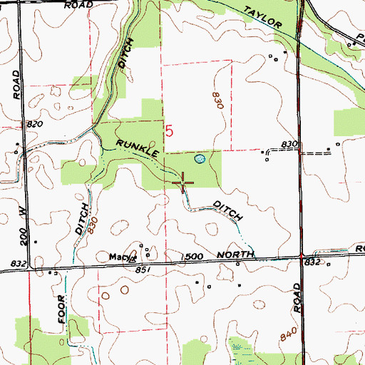 Topographic Map of Runkle Ditch, IN