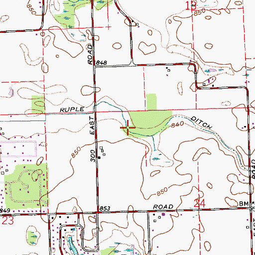 Topographic Map of Ruple Ditch, IN