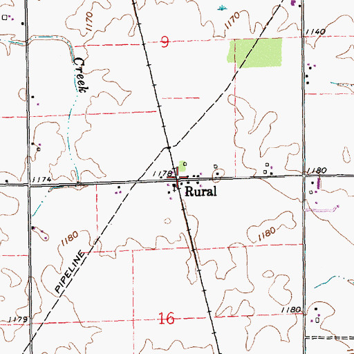 Topographic Map of Rural, IN