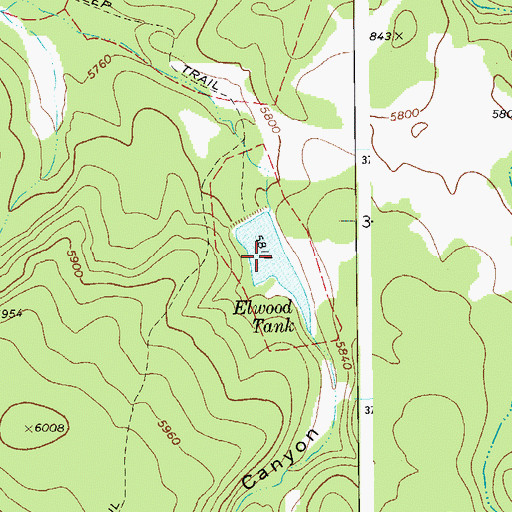 Topographic Map of Elwood Tank, AZ