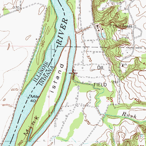 Topographic Map of Rush Creek, IN