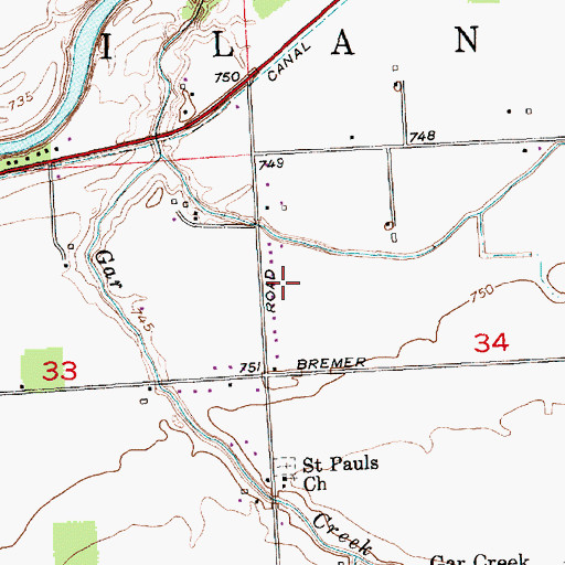 Topographic Map of Rushart Ditch, IN