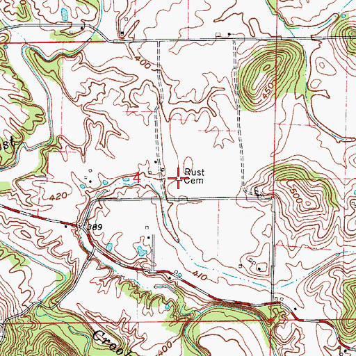 Topographic Map of Rust Cemetery, IN