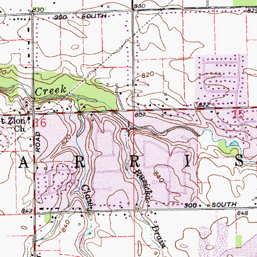 Topographic Map of Ruzicka Drain, IN