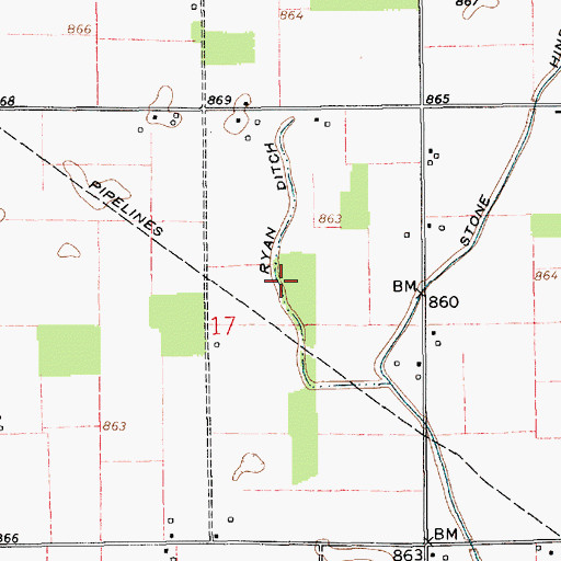 Topographic Map of Ryan Ditch, IN
